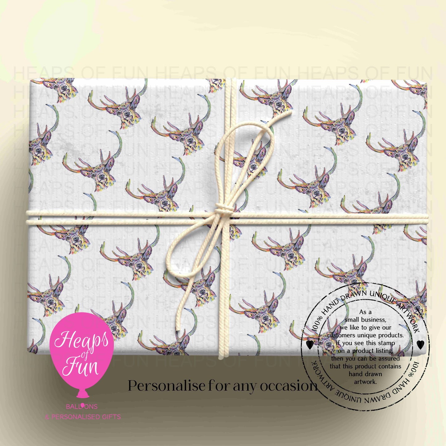 Personalised Stag Wrapping Paper | Woodland Deer Gift Wrap