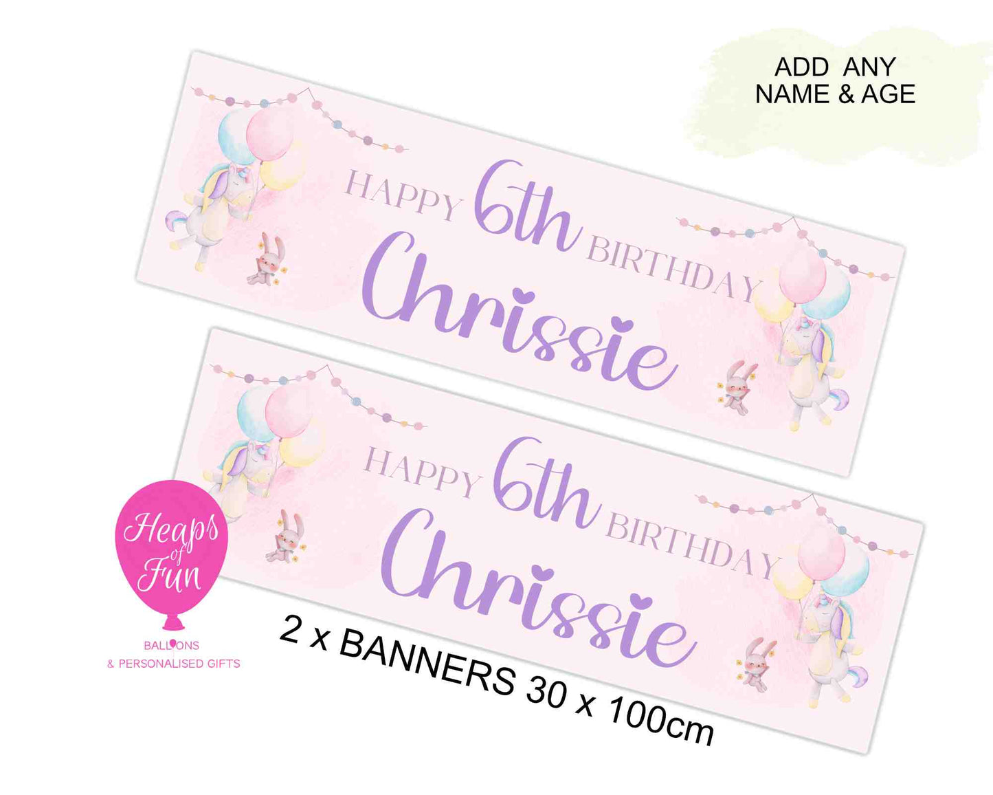 “Custom unicorn themed party banner with rainbow and stars – kids birthday”