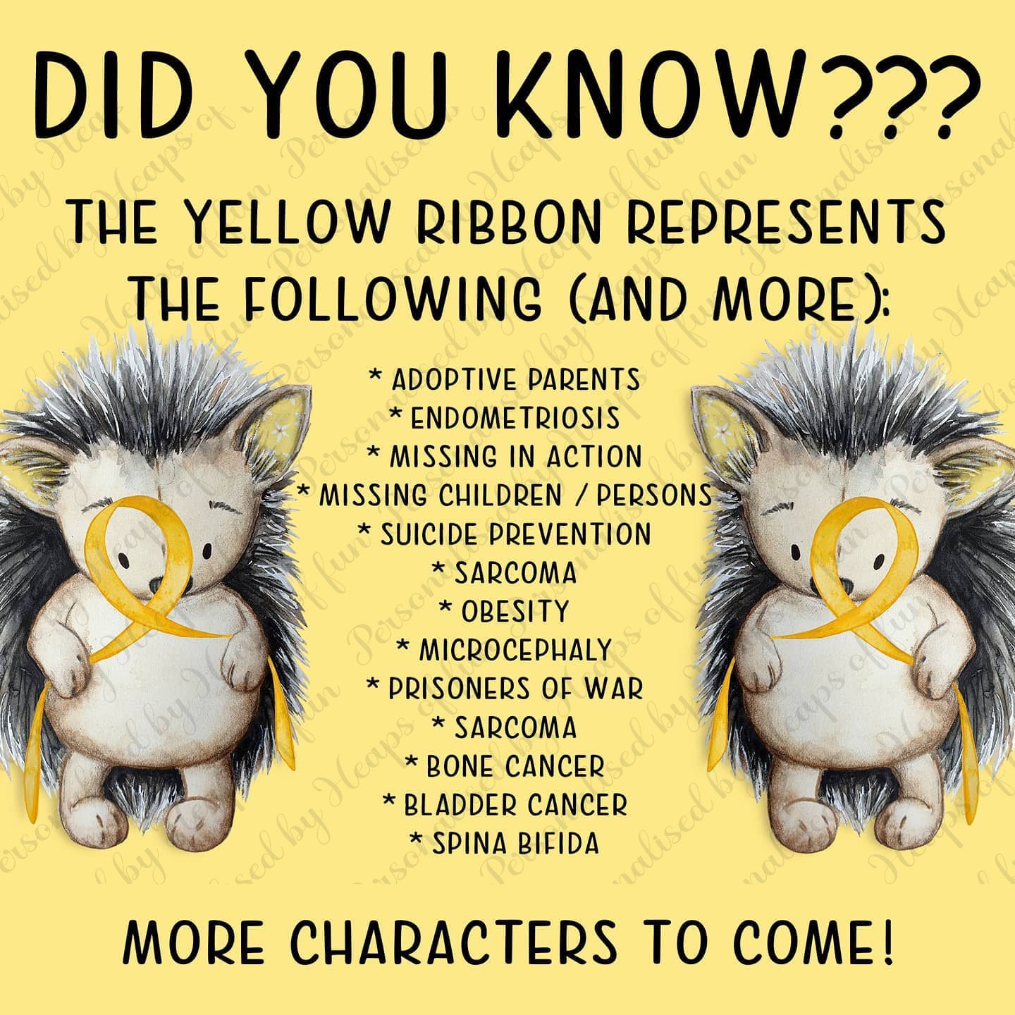 Yellow Ribbon Awareness Notebook – Hedgehog Design Journal
