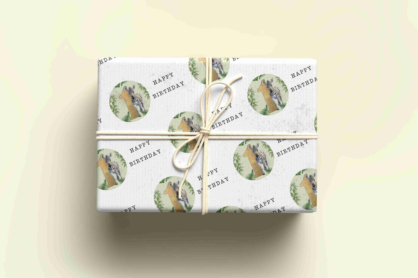 Zebra Birthday Wrapping Paper - Ages 1 - 9