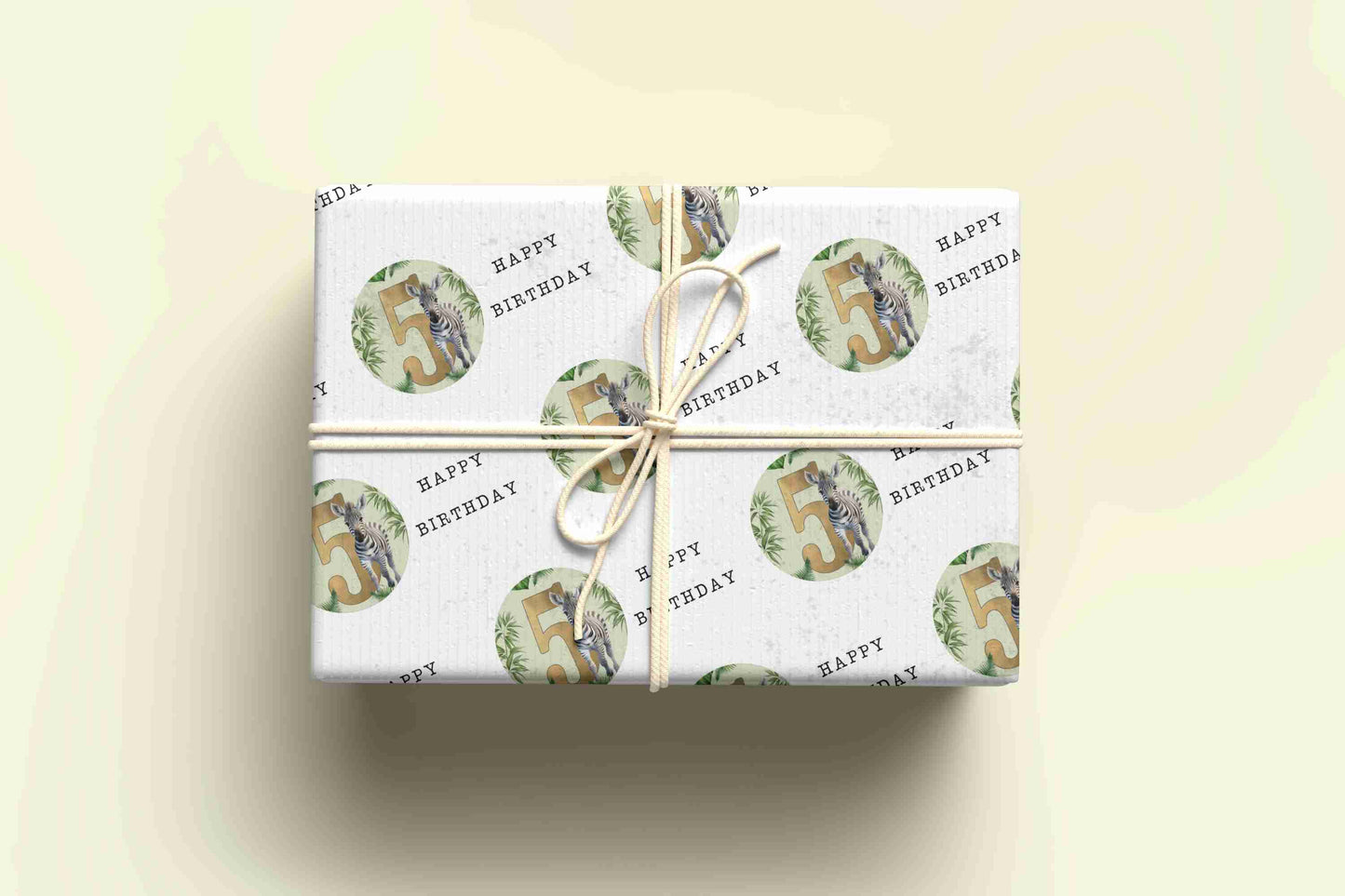 Zebra Birthday Wrapping Paper - Ages 1 - 9