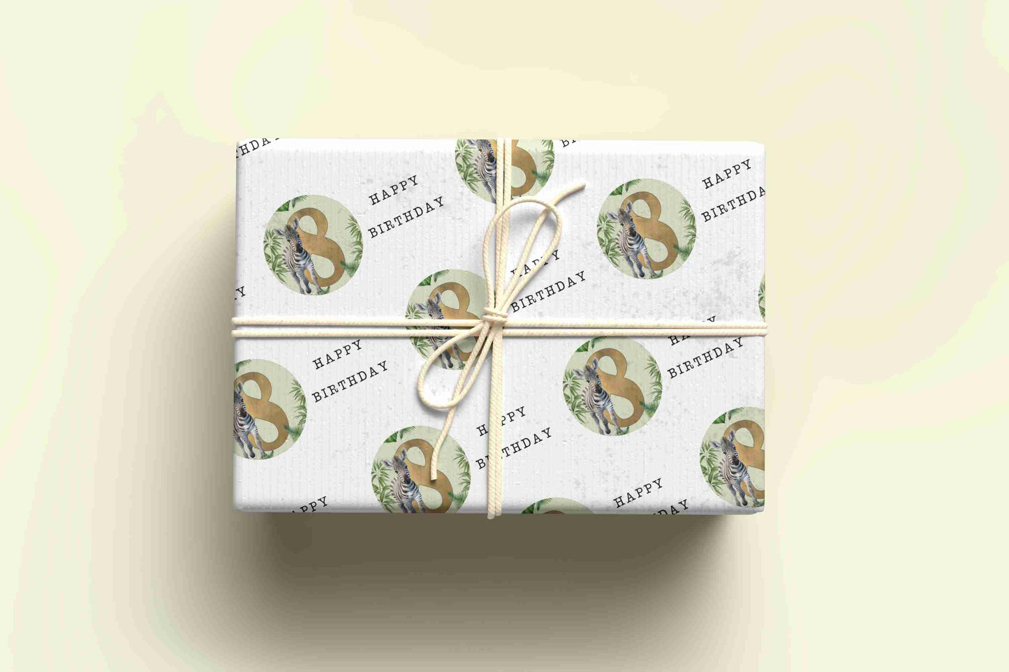 Zebra Birthday Wrapping Paper - Ages 1 - 9