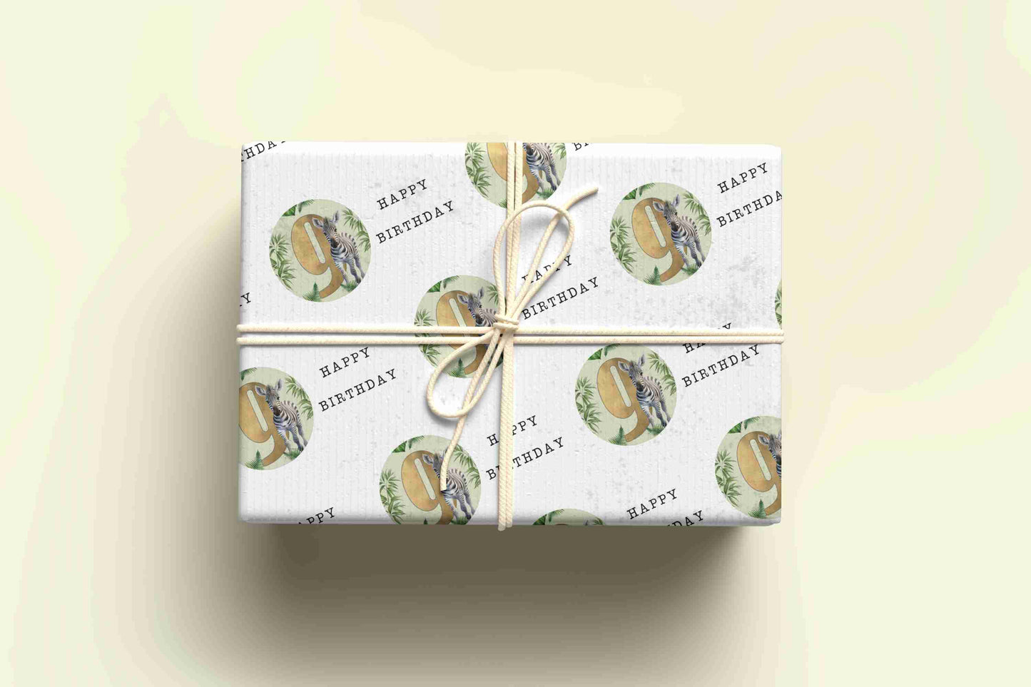 Zebra Birthday Wrapping Paper - Ages 1 - 9