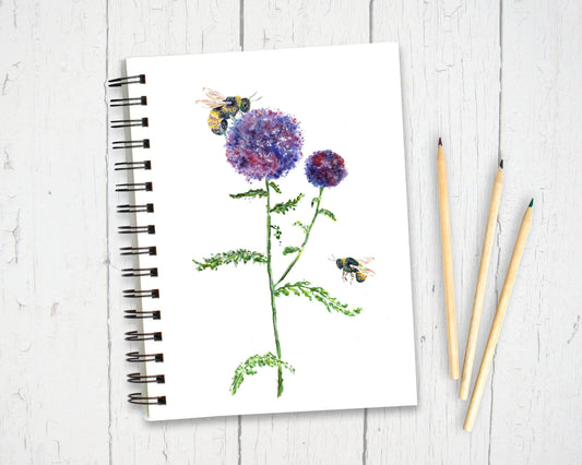 Bee on Thistle Notebook | Bee Gift