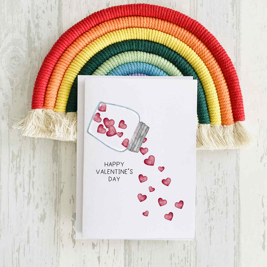Personalised Valentine's Day Card, Fallling Hearts Valentine's Day Gift