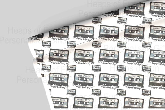 Mixed Tape Retro 50th Birthday Wrapping Paper