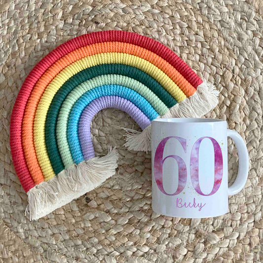 Personalised 60th Birthday Mug – Custom Gift for a Special Milestone - Pink or Blue