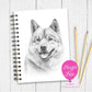 Spiral bound notebook with American Akita dog sketch on cover