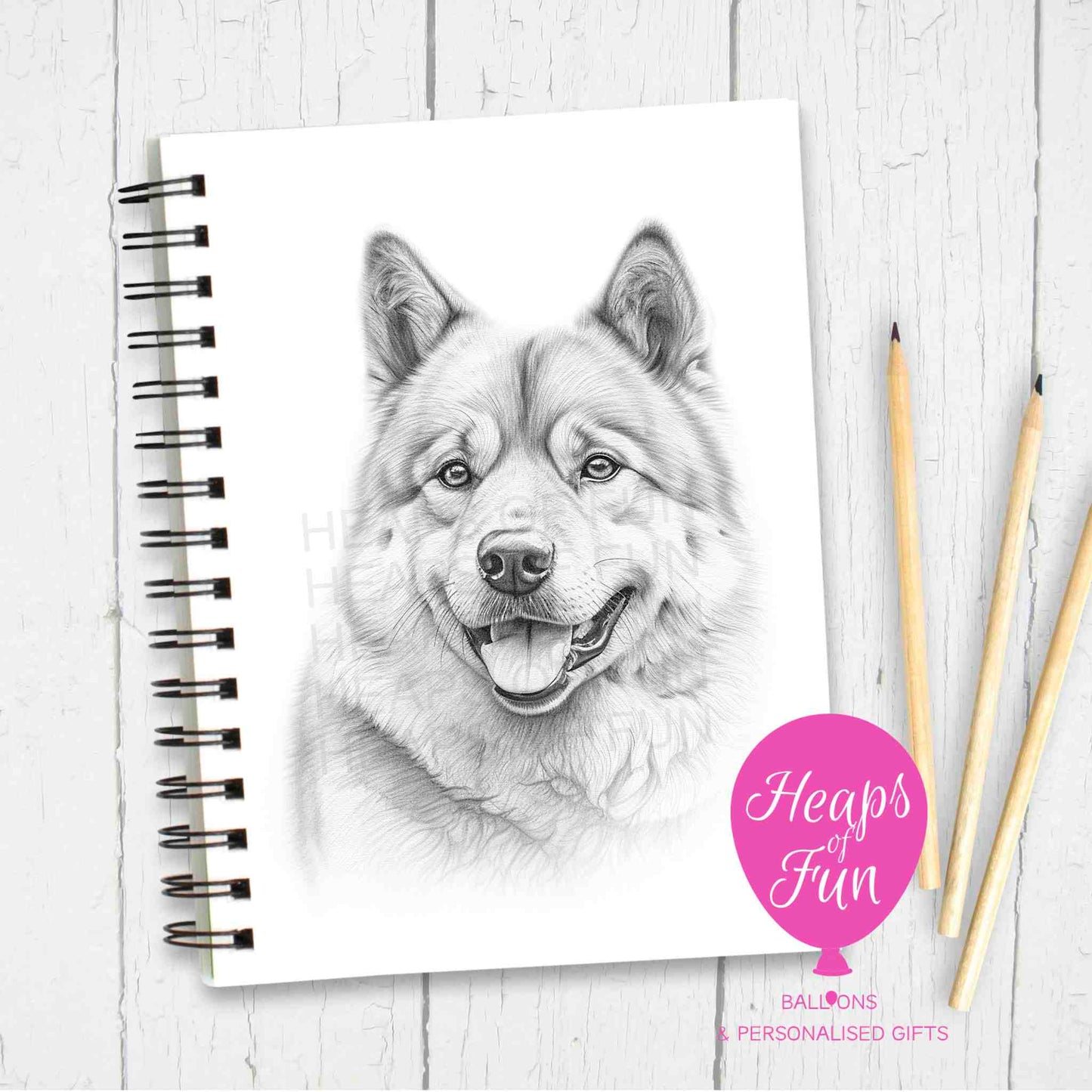 Spiral bound notebook with American Akita dog sketch on cover