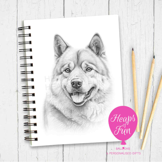 Spiral bound notebook with American Akita dog sketch on cover