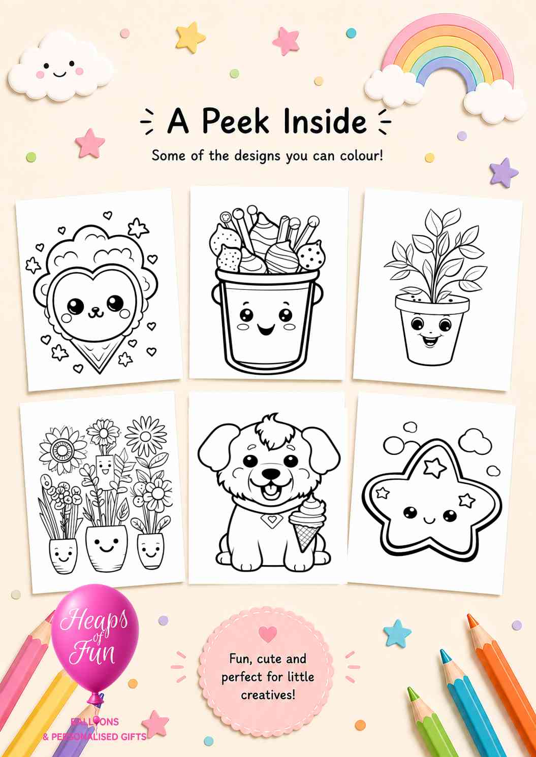 Cute Kawaii Colouring Book for Kids | 20 Adorable Colouring Pages