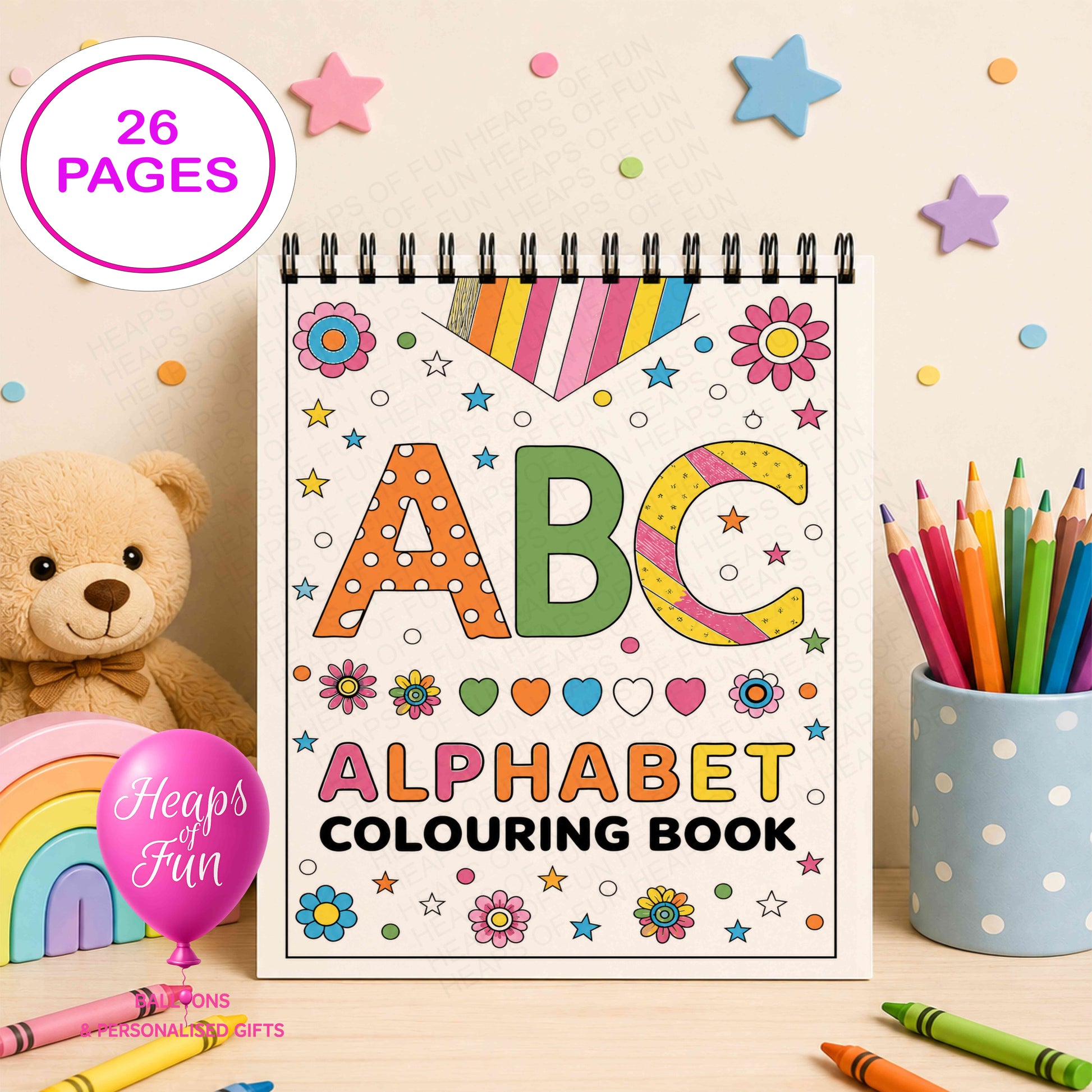 Alphabet colouring book for kids with 26 ABC colouring pages