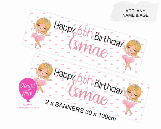 “Custom ballet themed party banner with tutu and shoes – kids birthday”