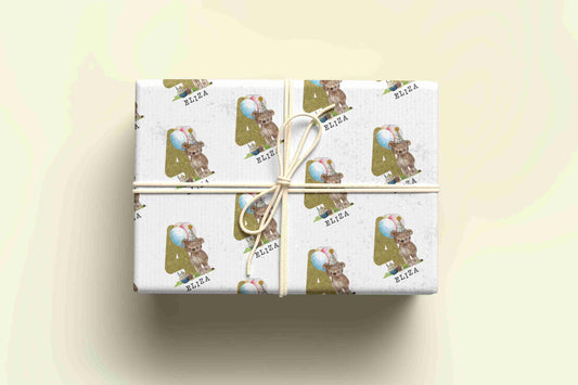 Personalised Birthday Bear Wrapping Paper Ages 1-9