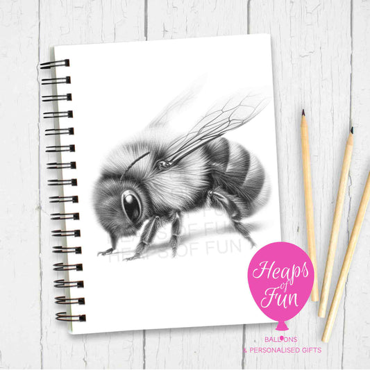 Customisable notebook with bee illustration on cover