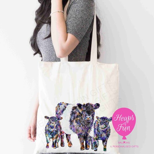 Colourful Belted Galloway Design Tote Bag – Unique & Durable