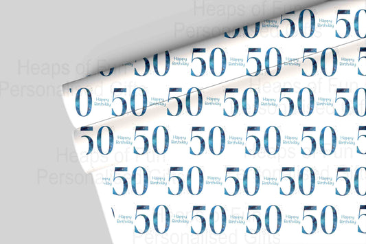 50th Birthday Wrapping Paper - Pink or Blue