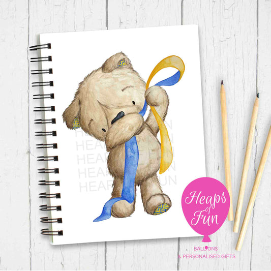 Yellow & Blue Ribbon Awareness Notebook – Bear Design Journal