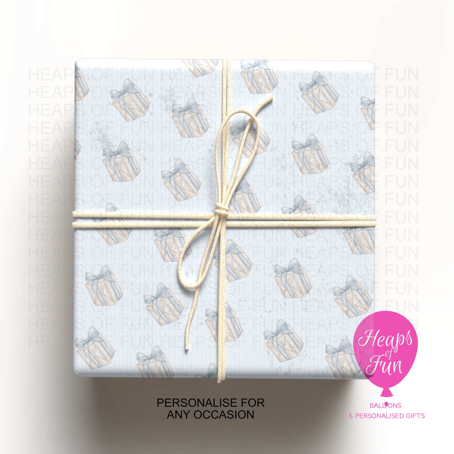 Blue Gift Box Wrapping Paper – Personalised Present Design Gift Wrap