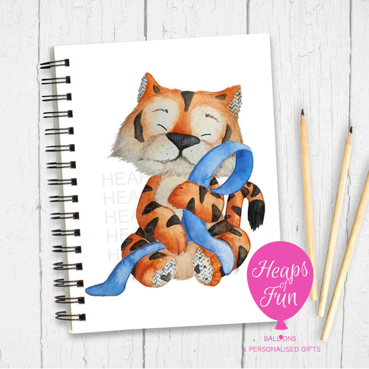 Blue Ribbon Awareness Notebook – Tiger Design Journal