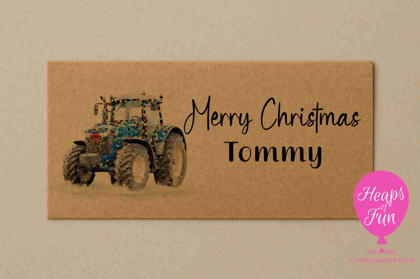 Personalised Blue Tractor Christmas Envelope – Perfect for Gifting Money, Vouchers & Gift Cards