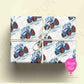 Personalised Blue Tractor Christmas Wrapping Paper – Custom Name Gift Wrap