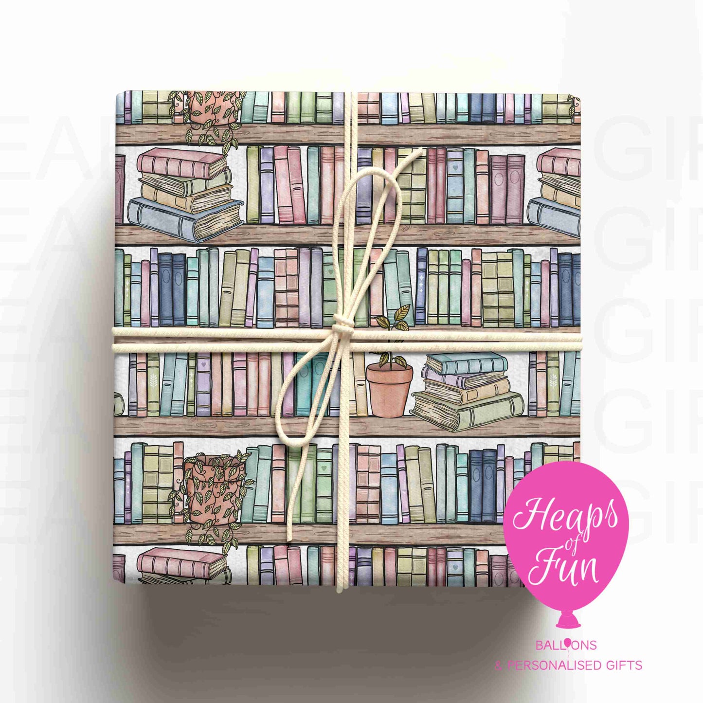 Book Lover Wrapping Paper – Bookshelf Gift Wrap – Reading & Teacher Wrapping Paper for Bookworms and Bibliophiles