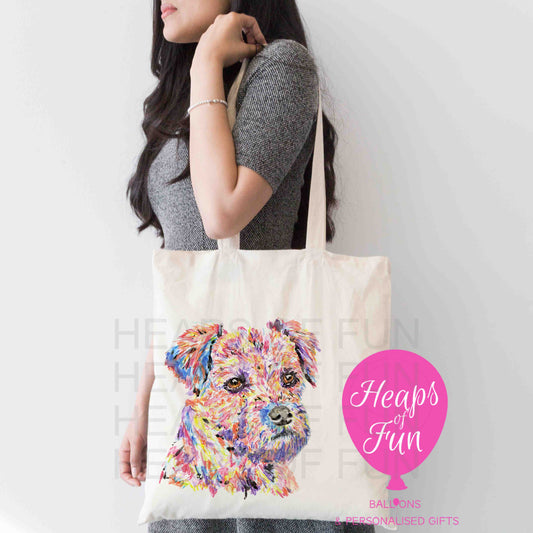 Personalised Border Terrier tote bag with custom text – eco-friendly dog lover gift