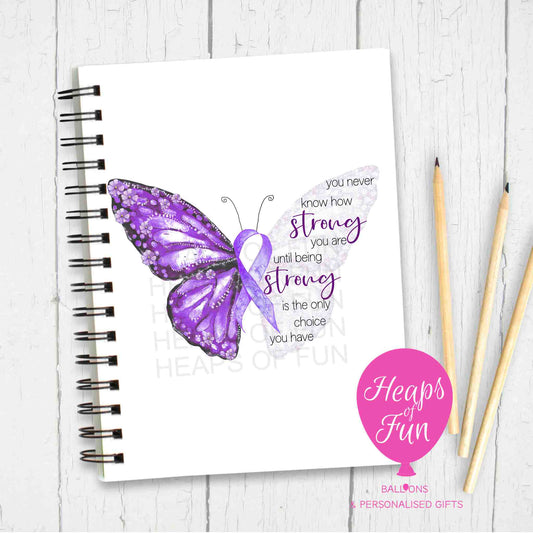Purple Ribbon Butterfly Notebook – Inspirational Awareness Journal