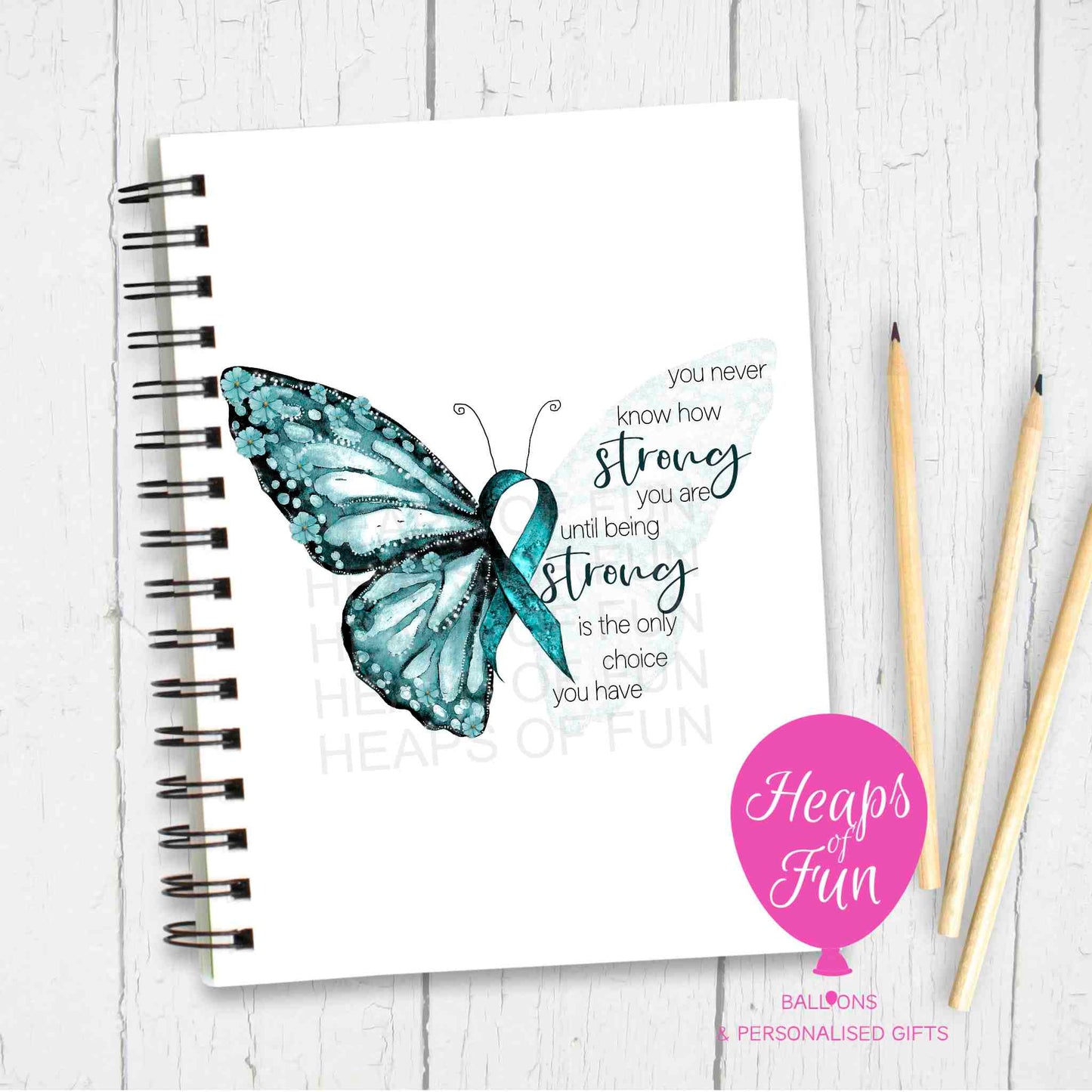 Teal Ribbon Butterfly Notebook – Inspirational Awareness Journal