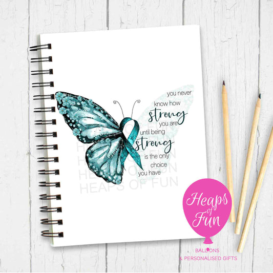 Teal Ribbon Butterfly Notebook – Inspirational Awareness Journal