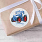 Personalised Blue Tractor Christmas Stickers