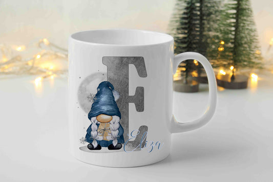 Personalised Blue Gonk Initial Mugs