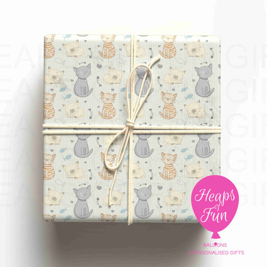 Cat Wrapping Paper – Cute Cat Gift Wrap – Cat Lover Wrapping Paper for Birthdays, Christmas & Pet Lovers