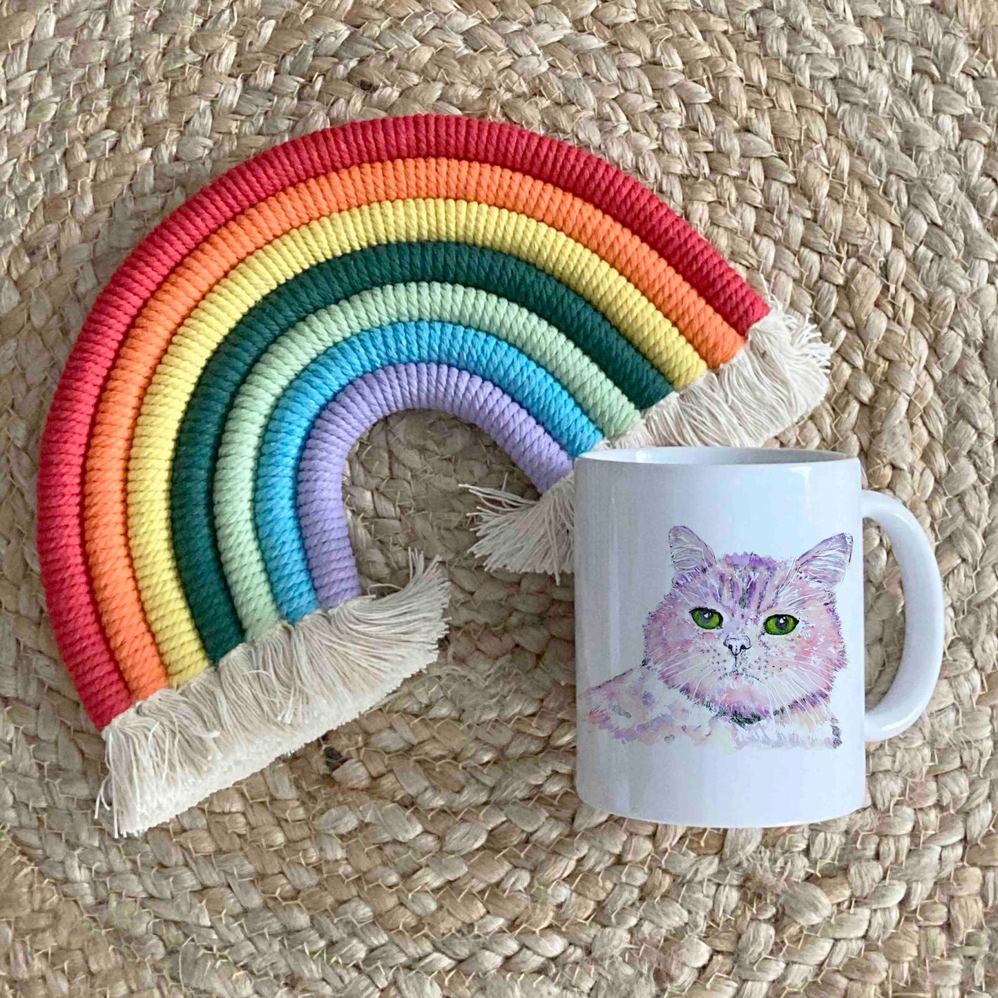 Cat 11oz Ceramic Mug – Rainbow-Coloured Animal Design