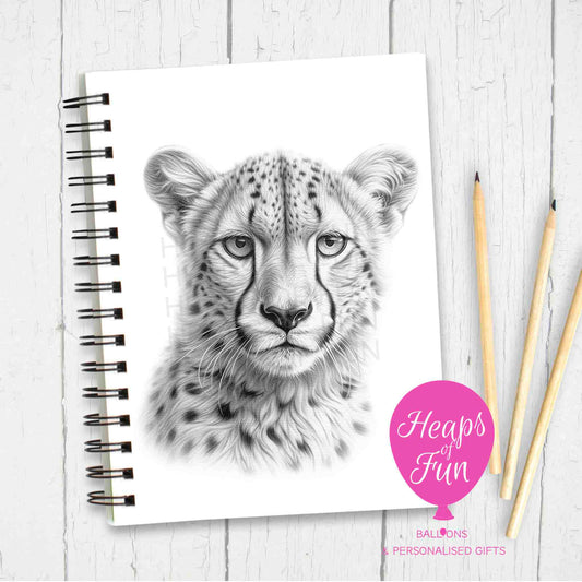 Personalised stationery – A5 journal with cheetah artwork