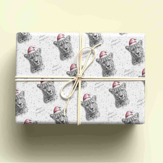 Personalised Cheetah Christmas Wrapping Paper – Custom Name Gift Wrap