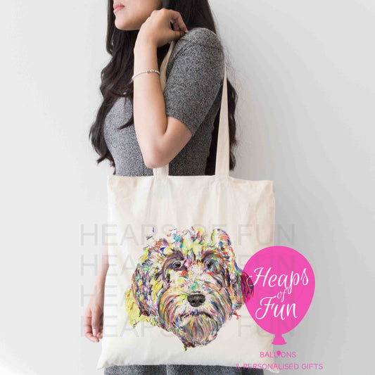 Personalised Cockerpoo tote bag with custom text – eco-friendly dog lover gift