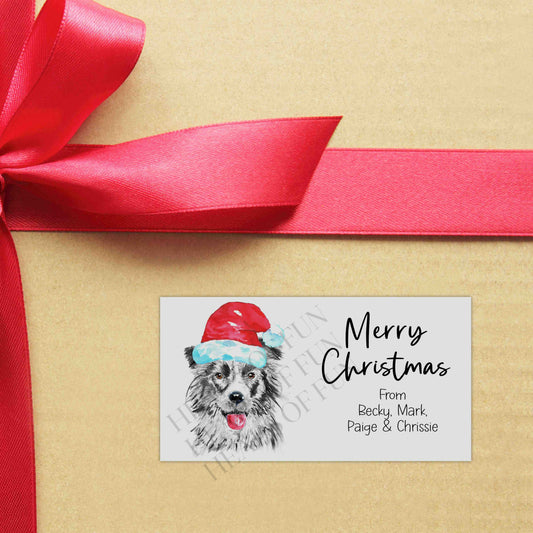 Personalised Collie Dog Christmas Stickers