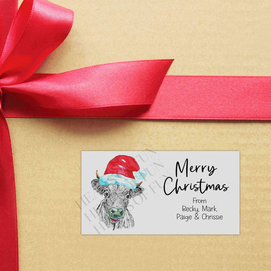 Personalised Cow Christmas Stickers
