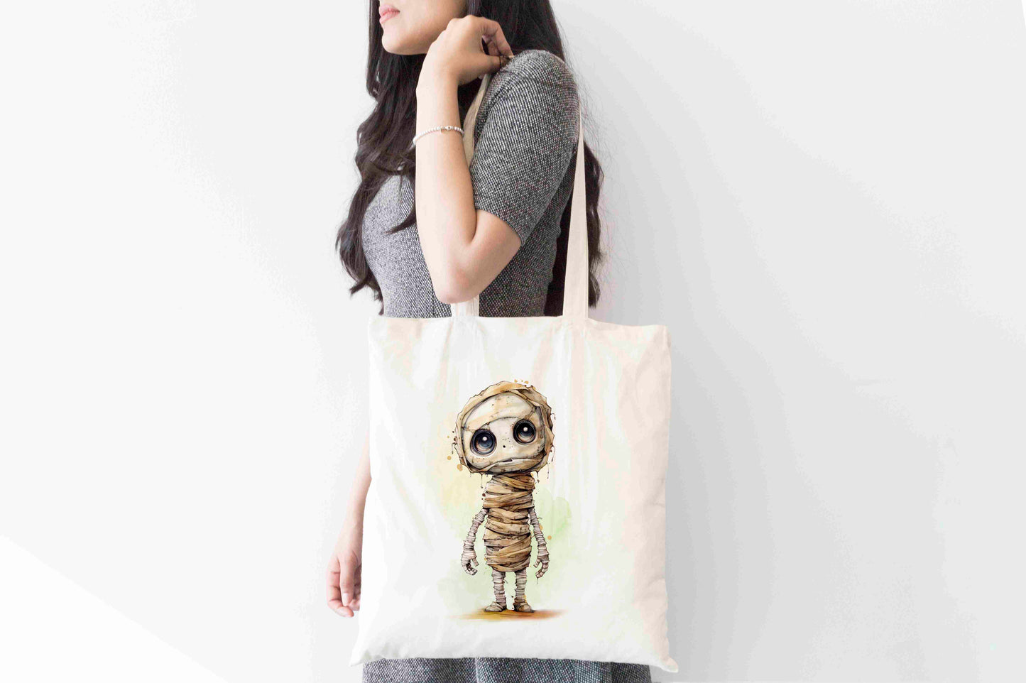 Creepy Mummy Tote Bag – Spooky Halloween Reusable Bag