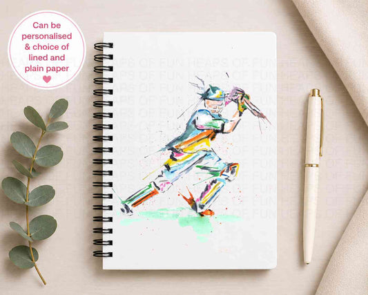 Personalised A5 Cricket Themed Notebook