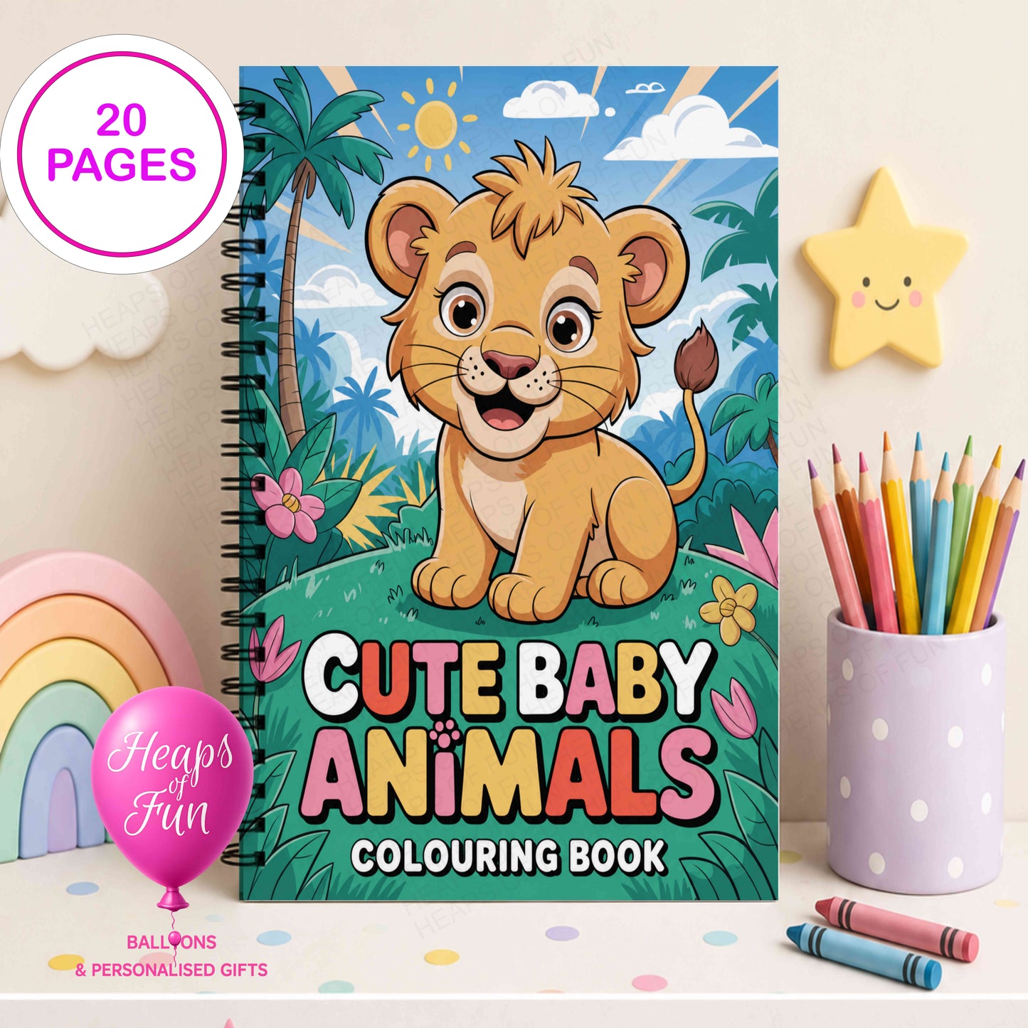 Cute Baby Animals Colouring Book for Kids | 20 Animal Colouring Pages