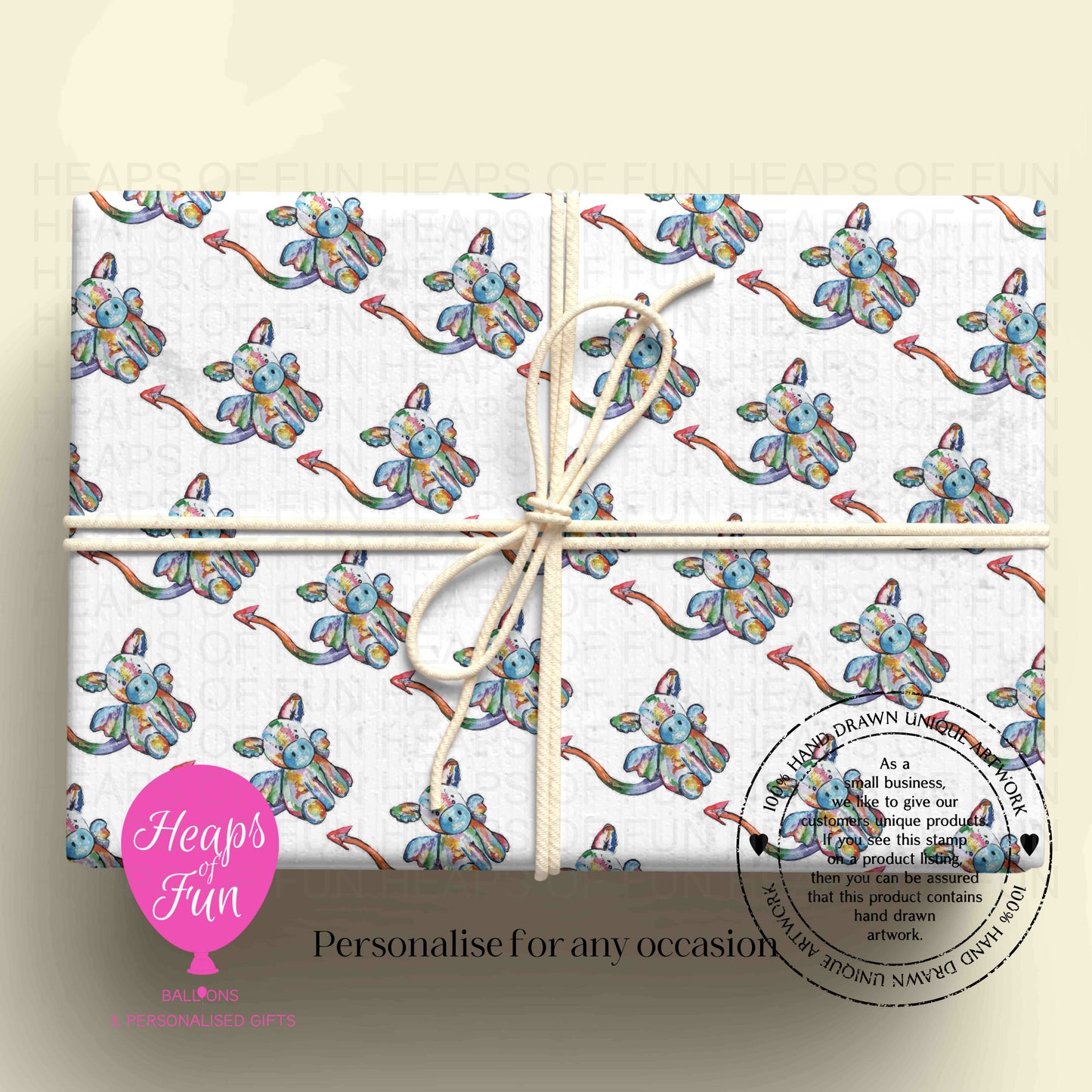Personalised Dragon Wrapping Paper | Custom Name Gift Wrap for Birthday, Retirement ,  & Any Special Occasion,   Animal Gift Wrap , From £2.99
