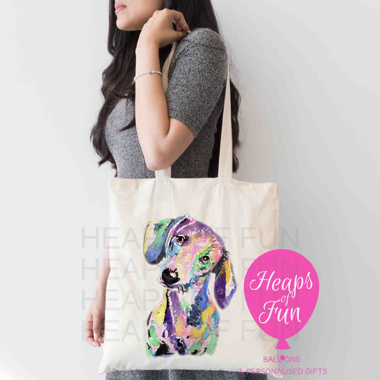 Personalised Dachshund tote bag with custom text – eco-friendly dog lover gift