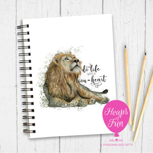 Lion Notebook – Inspirational Quote Journal “Do Life With a Lion-Heart”