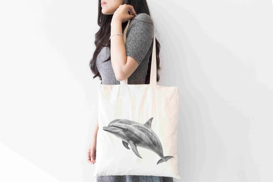 Personalised Sketchy Dolphin Design Tote Bag | Custom Gift