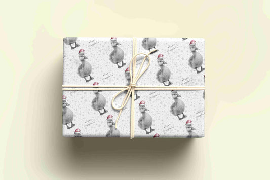 Personalised Sketchy Duckling Christmas Wrapping Paper – Unique, Custom Gift Wrap