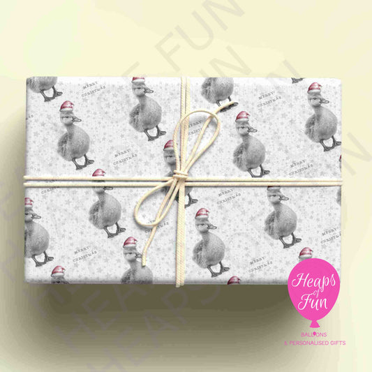 Personalised Duckling Christmas Wrapping Paper – Custom Name Gift Wrap
