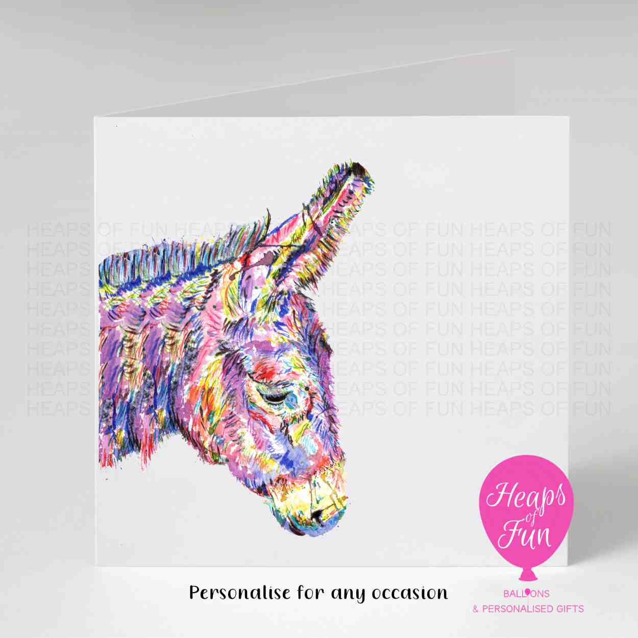 Colourful Donkey Greeting Card - for any occasion
